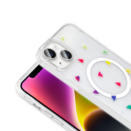 Apple iPhone 14 Kılıf M-Safe Şarj Özellikli Şeffaf Zore Folk Sert Kapak
