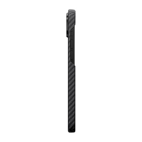Apple iPhone 14 Kılıf M-safe Şarj Özellikli 1500D Aramid Fiber Pitaka Ultra-Slim Classic Serisi Black-Grey Twill Kapak