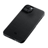 Apple iPhone 14 Kılıf M-safe Şarj Özellikli 1500D Aramid Fiber Pitaka Ultra-Slim Classic Serisi Black-Grey Twill Kapak