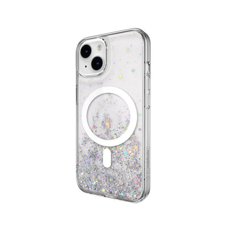 Apple iPhone 14 Kılıf M-safe Şarj Özellikli Parlayan Simli Şeffaf Lisanslı Switcheasy Starfield-M Kapak