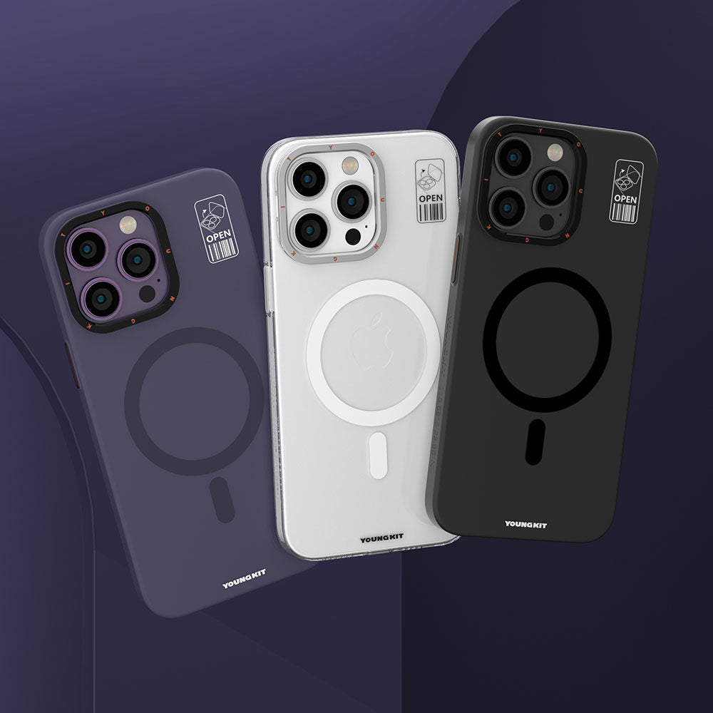 Apple iPhone 14 Kılıf M-safe Şarj Özellikli Standlı YoungKit Hermit Bracket Serisi Kapak