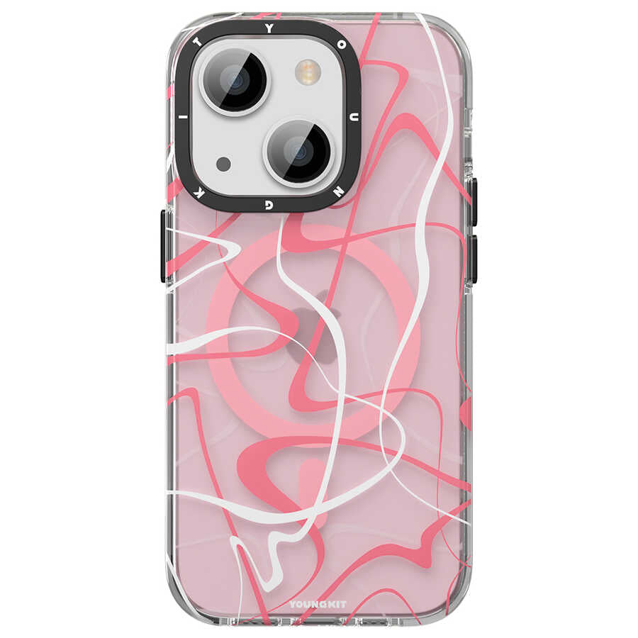 Apple iPhone 14 Kılıf M-safe Şarj Özellikli Youngkit Water-Ink Serisi Kapak