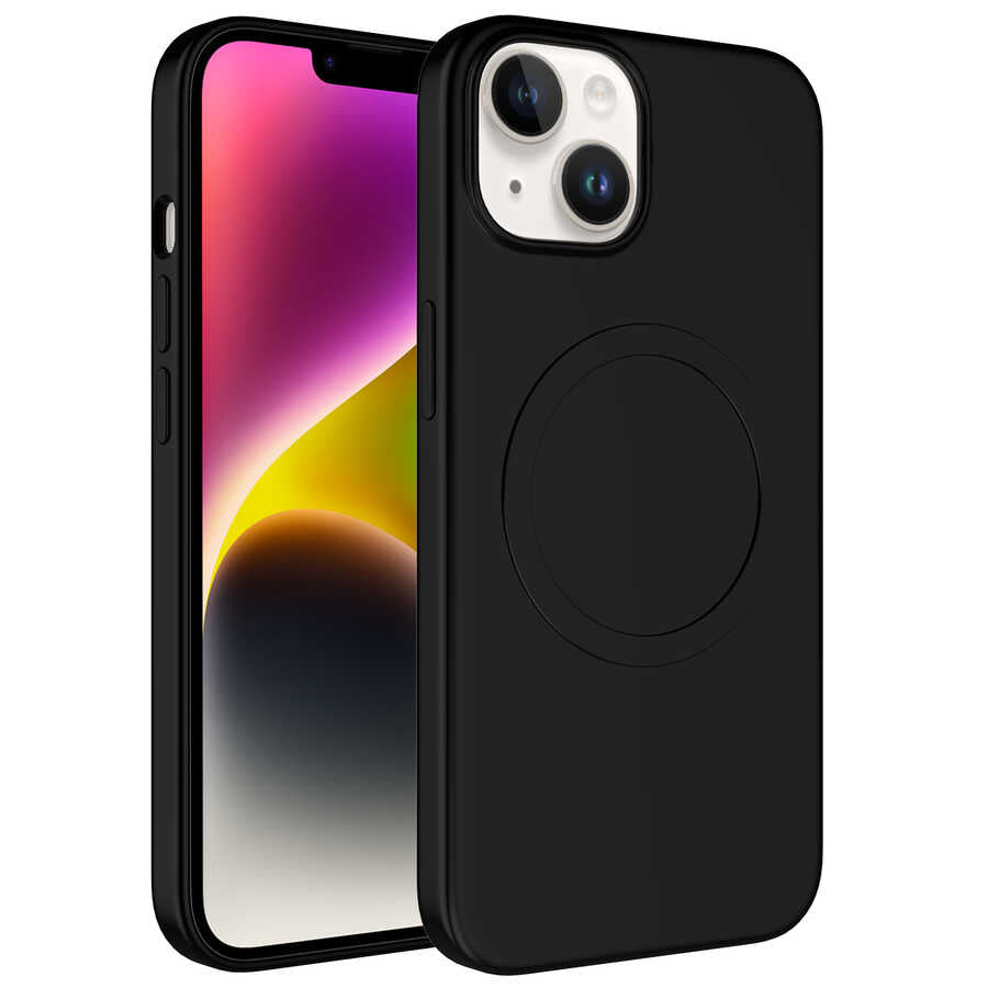 Apple iPhone 14 Kılıf M-safe Wireless Şarj Özellikli Pastel Renk Silikon Zore Plas Kapak