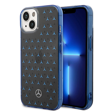 Apple iPhone 14 Kılıf Mercedes Benz Çift Katmanlı Yıldız Desenli Dizayn Kapak