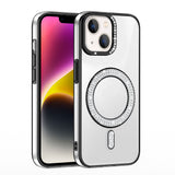 Apple iPhone 14 Kılıf Pırlanta Taş Tasarımlı M-safe Şarj Özellikli Zore Karetta Silikon Kapak