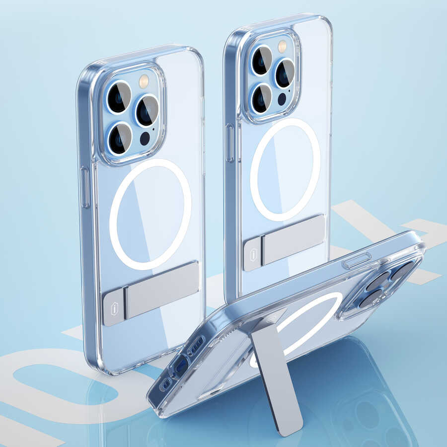 Apple iPhone 14 Kılıf ​​​​​Standlı M-safe Wireless Şarj Özellikli Wiwu Aurora Serisi Kapak
