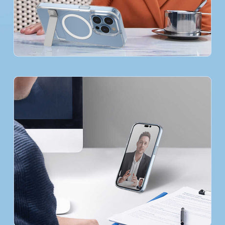 Apple iPhone 14 Kılıf ​​​​​Standlı M-safe Wireless Şarj Özellikli Wiwu Aurora Serisi Kapak