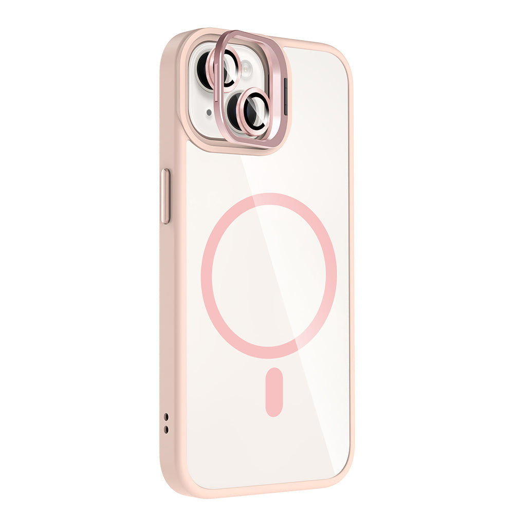 Apple iPhone 14 Kılıf Standlı ve Kamera Lens Hediyeli M-Safe Şarj Özellikli Zore Etro Kapak