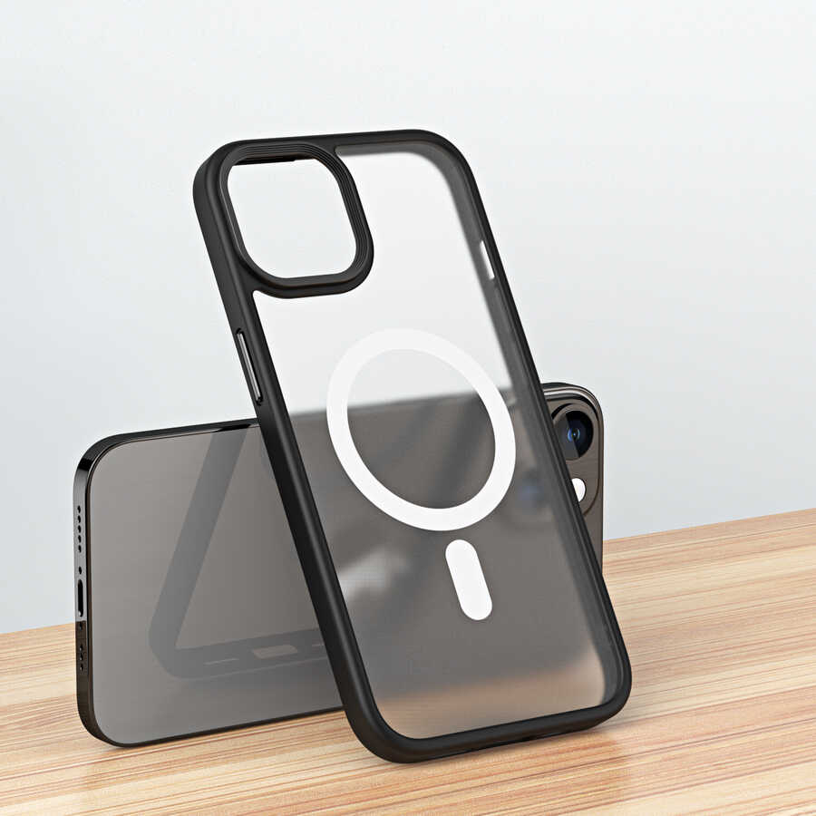Apple iPhone 14 Kılıf Wireless Şarj Özellikli Zore Hibrit M-safe Kapak