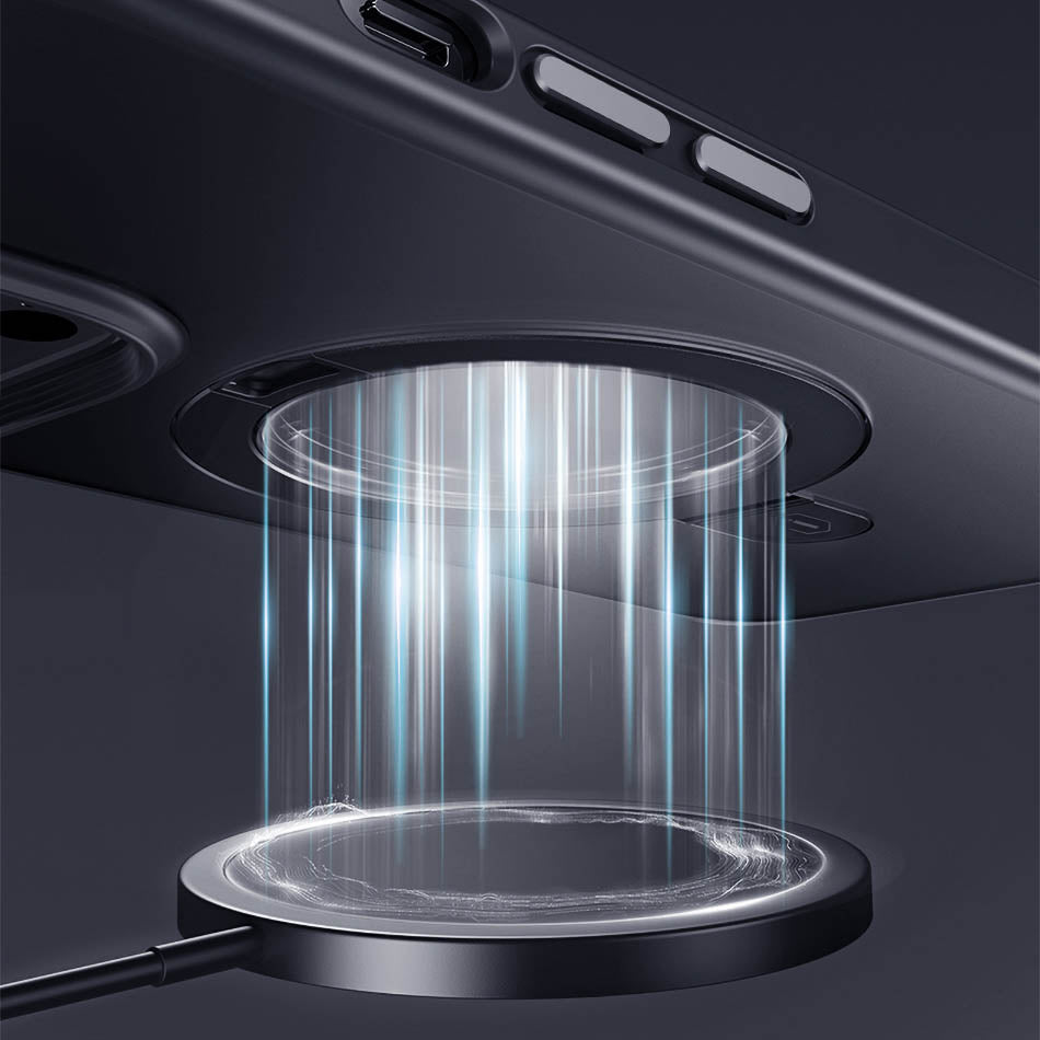 Apple iPhone 14 Kılıf Wiwu ZMM-010 M-safe Şarj Özellikli Parmak İzi Bırakmayan Mat Transparan Standlı Kapak
