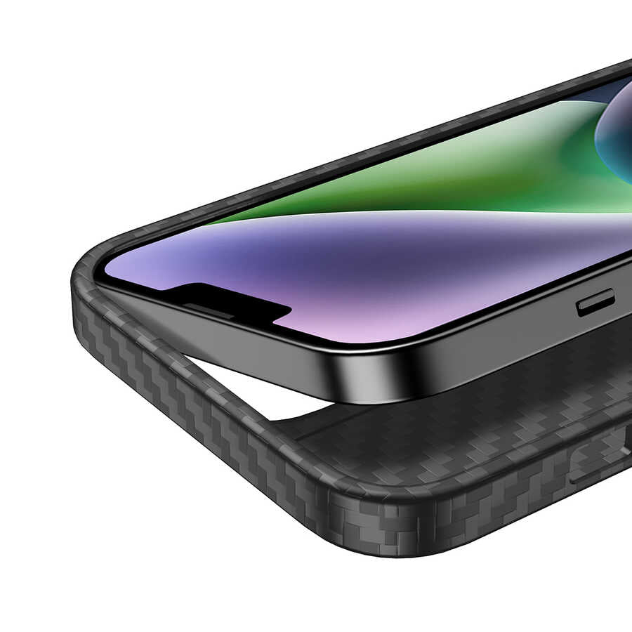 Apple iPhone 14 Plus Kılıf Aramid Karbon Fiber M-safe Özellikli Wlons Radison Kapak
