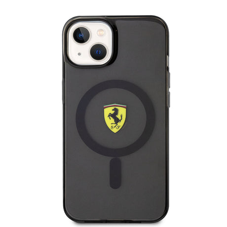 Apple iPhone 14 Plus Kılıf Ferrari M-safe Şarj Özellikli Yarı Transparan Dizayn Kapak