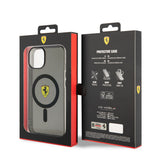 Apple iPhone 14 Plus Kılıf Ferrari M-safe Şarj Özellikli Yarı Transparan Dizayn Kapak