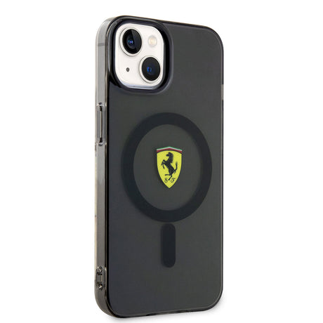 Apple iPhone 14 Plus Kılıf Ferrari M-safe Şarj Özellikli Yarı Transparan Dizayn Kapak