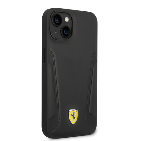 Apple iPhone 14 Plus Kılıf Ferrari Orjinal Lisanslı M-safe Şarj Özellikli Deri Kenarları Damgalı Dizayn Kapak