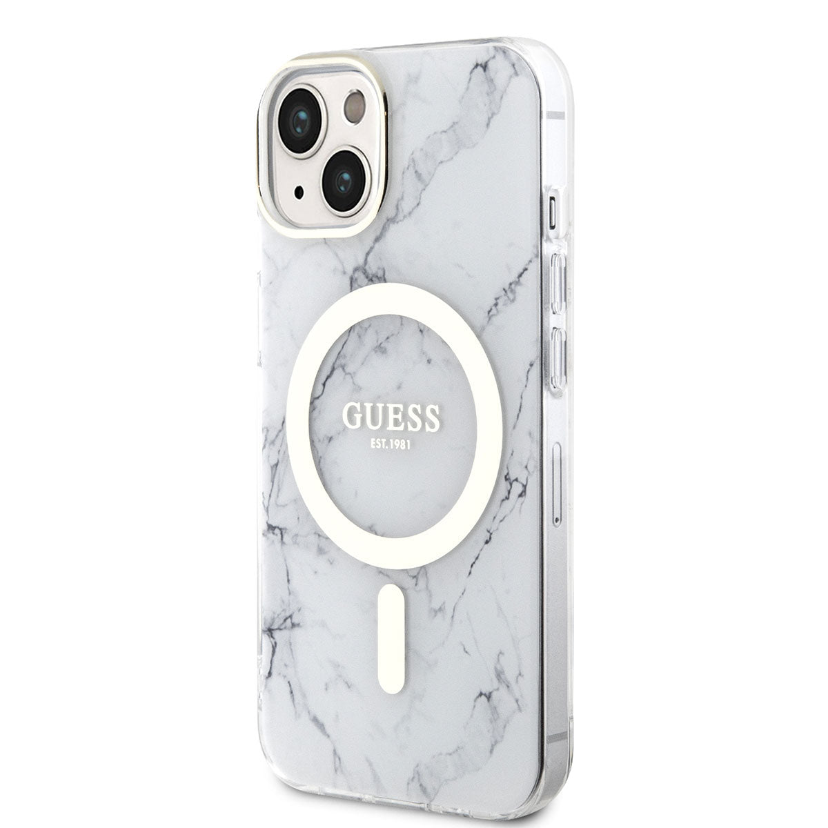 Apple iPhone 14 Plus Kılıf GUESS M-safe Şarj Özellikli Mermer Desenli Kapak
