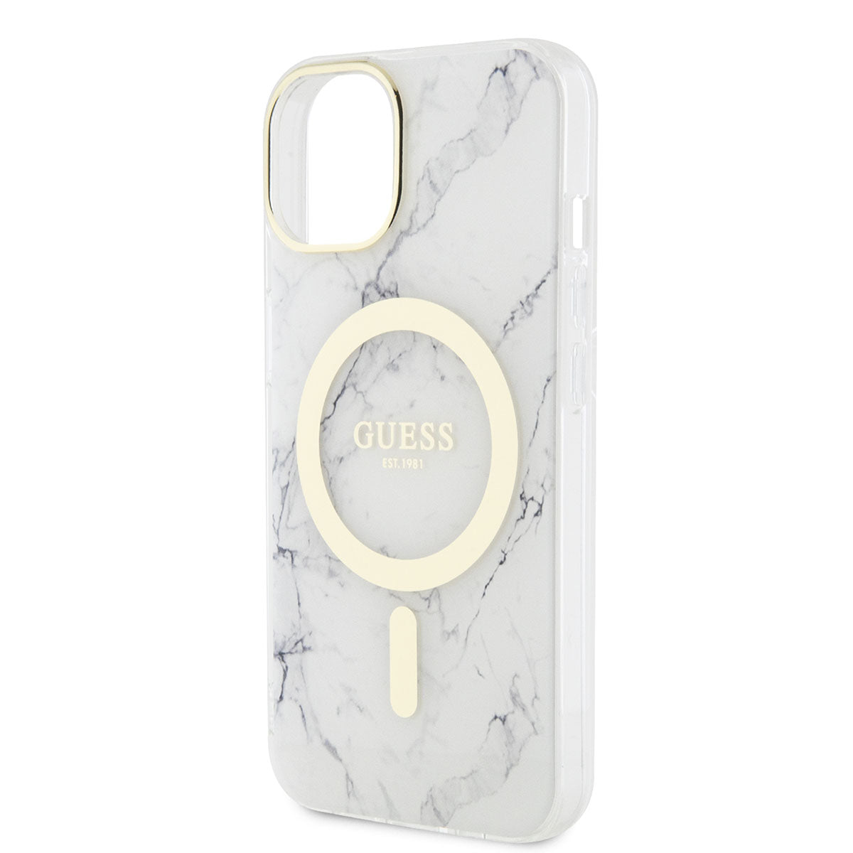 Apple iPhone 14 Plus Kılıf GUESS M-safe Şarj Özellikli Mermer Desenli Kapak