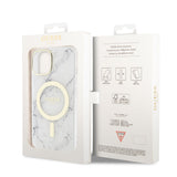Apple iPhone 14 Plus Kılıf GUESS M-safe Şarj Özellikli Mermer Desenli Kapak