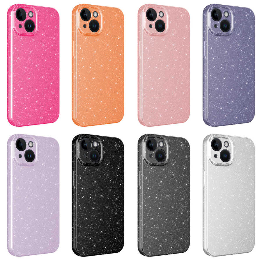 Apple iPhone 14 Plus Kılıf Kamera Korumalı Simli Lüks Zore Koton Kapak