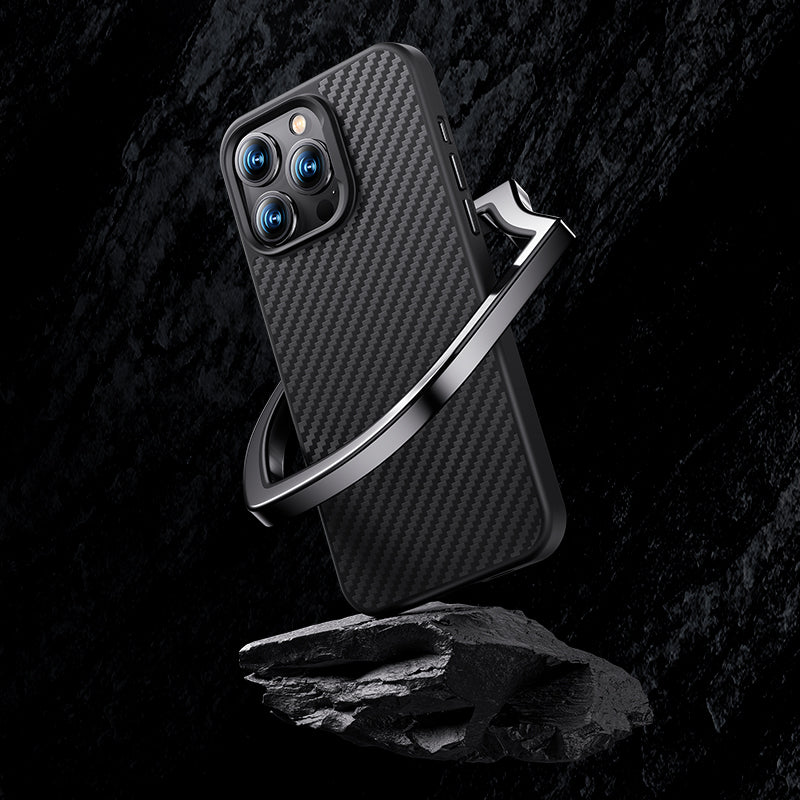 Apple iPhone 14 Plus Kılıf Karbon Fiber M-safe Şarj Özellikli Benks Hybrid ArmorPro 1500D Kevlar Kapak