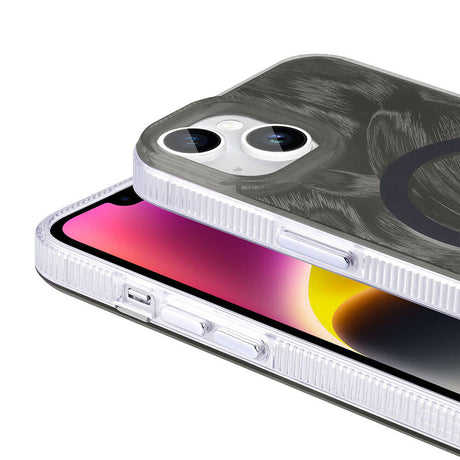 Apple iPhone 14 Plus Kılıf M-safe Şarj Özellikli Fırça Boya Desenli Zore Palet Kapak
