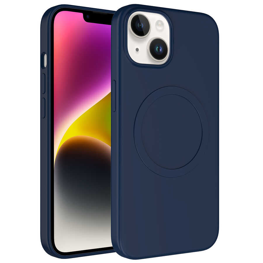 Apple iPhone 14 Plus Kılıf M-safe Wireless Şarj Özellikli Pastel Renk Silikon Zore Plas Kapak