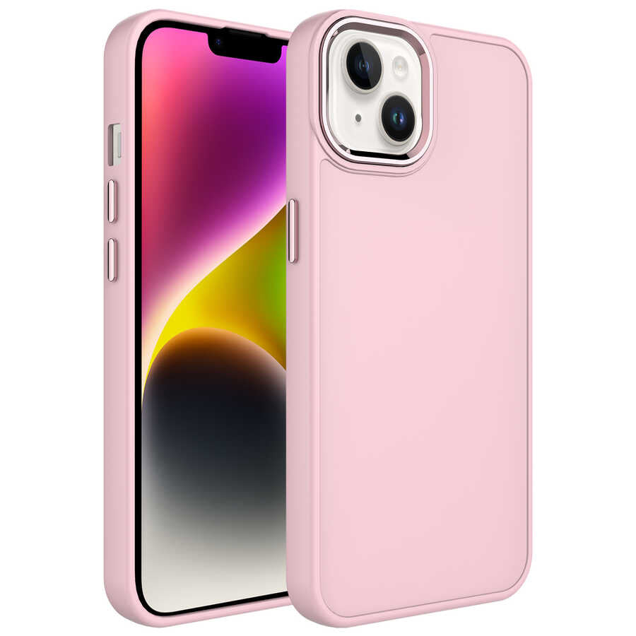 Apple iPhone 14 Plus Kılıf Metal Çerçeve ve Buton Tasarımlı Silikon Zore Luna Kapak