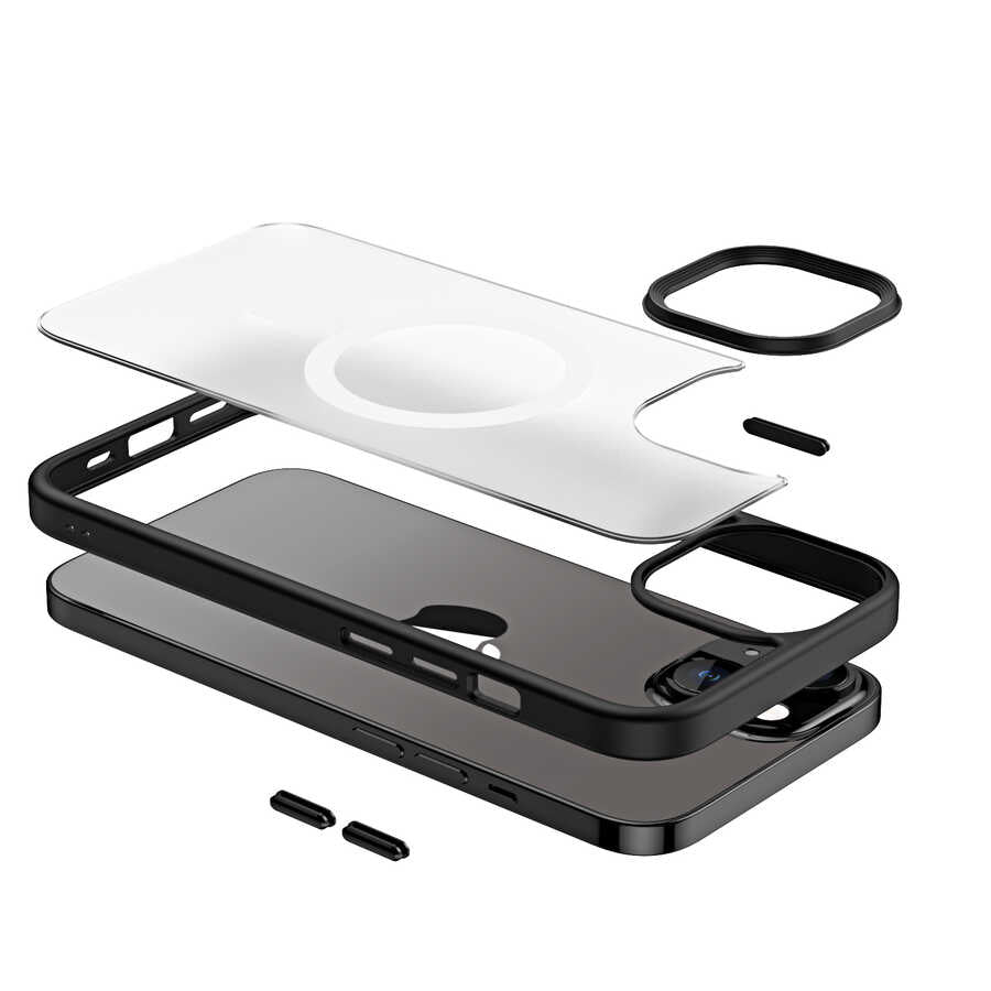 Apple iPhone 14 Plus Kılıf Wireless Şarj Özellikli Zore Hibrit M-safe Kapak