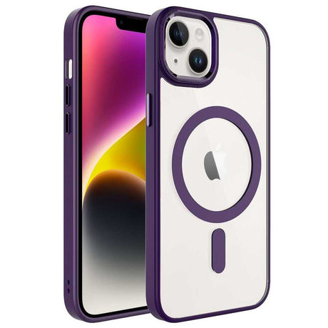 Apple iPhone 14 Plus Kılıf Wireless Şarj Özellikli Zore Krom M-safe Silikon Kapak