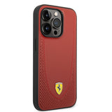 Apple iPhone 14 Pro Kılıf Ferrari M-safe Şarj Özellikli Deri Delikli Dikişli Dizayn Kapak