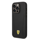 Apple iPhone 14 Pro Kılıf Ferrari M-safe Şarj Özellikli Deri Kenarları Damgalı Dizayn Kapak