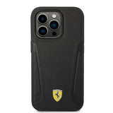 Apple iPhone 14 Pro Kılıf Ferrari M-safe Şarj Özellikli Deri Kenarları Damgalı Dizayn Kapak