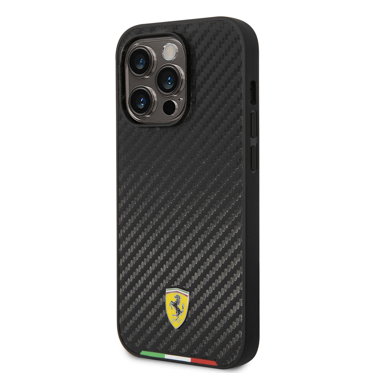 Apple iPhone 14 Pro Kılıf Ferrari M-safe Şarj Özellikli Karbon İtalyan Bayrak Dizayn Kapak