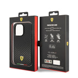 Apple iPhone 14 Pro Kılıf Ferrari M-safe Şarj Özellikli Karbon İtalyan Bayrak Dizayn Kapak