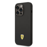 Apple iPhone 14 Pro Kılıf Ferrari M-safe Şarj Özellikli Silikon Metal Logo Dizayn Kapak