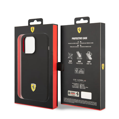 Apple iPhone 14 Pro Kılıf Ferrari M-safe Şarj Özellikli Silikon Metal Logo Dizayn Kapak
