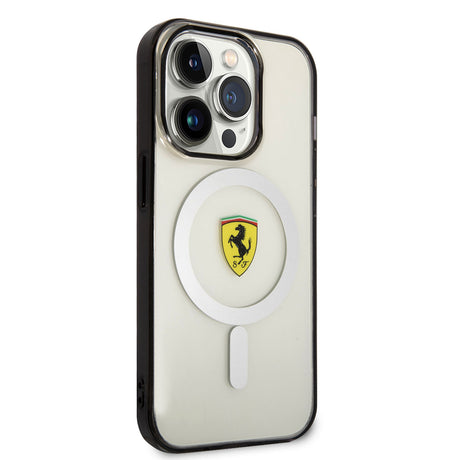 Apple iPhone 14 Pro Kılıf Ferrari M-safe Şarj Özellikli Transparan Dizayn Kapak