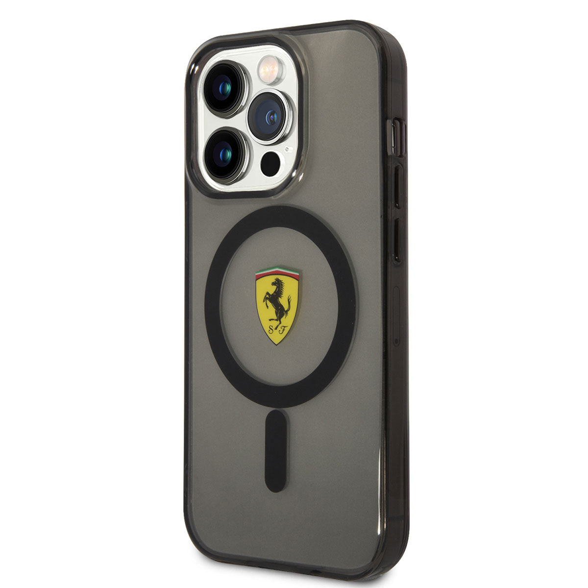 Apple iPhone 14 Pro Kılıf Ferrari M-safe Şarj Özellikli Yarı Transparan Dizayn Kapak