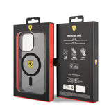 Apple iPhone 14 Pro Kılıf Ferrari M-safe Şarj Özellikli Yarı Transparan Dizayn Kapak