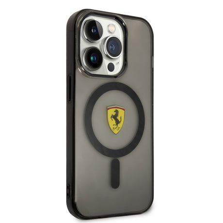 Apple iPhone 14 Pro Kılıf Ferrari M-safe Şarj Özellikli Yarı Transparan Dizayn Kapak