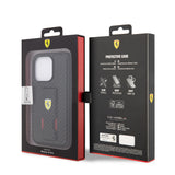 Apple iPhone 14 Pro Kılıf Ferrari Orjinal Lisanlı Klasik Metal Logolu Delikli Standlı Karbon Kapak