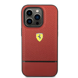 Apple iPhone 14 Pro Kılıf Ferrari Orjinal Lisanslı Deri Delikli Ve Çizgili Dizayn Kapak