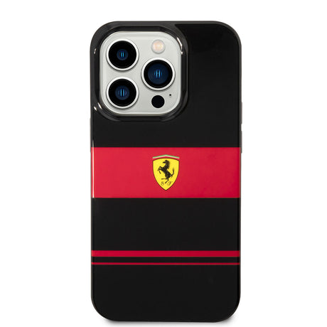 Apple iPhone 14 Pro Kılıf Ferrari Orjinal Lisanslı M-safe Şarj Özellikli Yatay Çizgili Dizayn Kapak