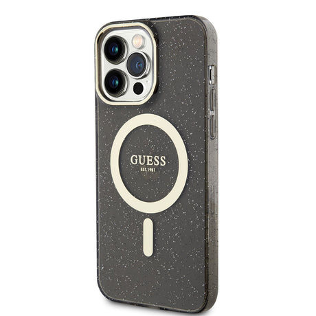 Apple iPhone 14 Pro Kılıf GUESS M-safe Şarj Özellikli Glitter Kapak
