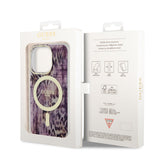 Apple iPhone 14 Pro Kılıf GUESS M-safe Şarj Özellikli Leopar Desenli Kapak