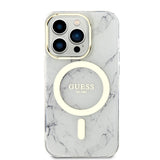 Apple iPhone 14 Pro Kılıf GUESS M-safe Şarj Özellikli Mermer Desenli Kapak