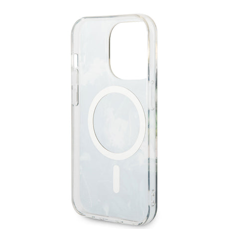 Apple iPhone 14 Pro Kılıf GUESS M-safe Şarj Özellikli Yaprak Desenli M-safe Şarj Kablolu Kapak