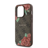 Apple iPhone 14 Pro Kılıf Guess Orjinal Lisanslı M-safe Şarj Özellikli Gül Baskılı 4G Desenli Yazı Logolu Kapak