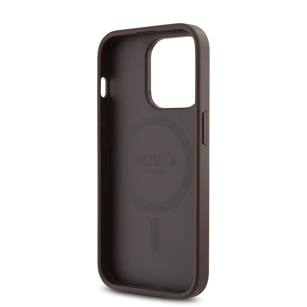 Apple iPhone 14 Pro Kılıf Guess Orjinal Lisanslı M-safe Şarj Özellikli Gül Baskılı 4G Desenli Yazı Logolu Kapak