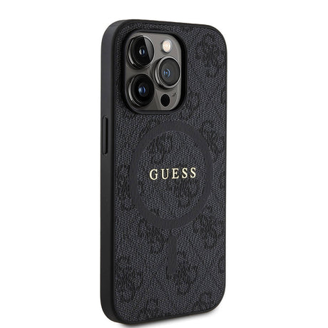 Apple iPhone 14 Pro Kılıf Guess Orjinal Lisanslı M-safe Şarj Özellikli PU Halkalı 4G Desenli Yazı Logolu Kapak